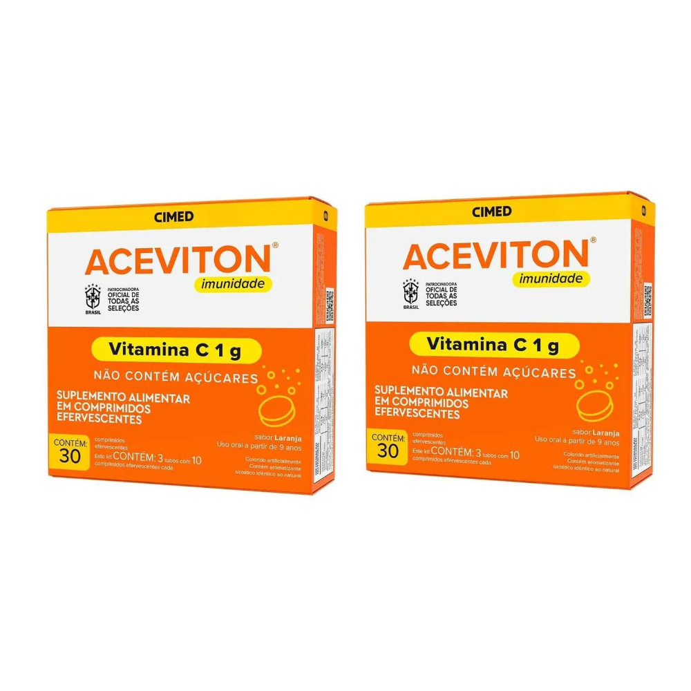 Vitamina C 1G Aceviton Zinco 30 Comprimidos Efervescentes - Imagem 2