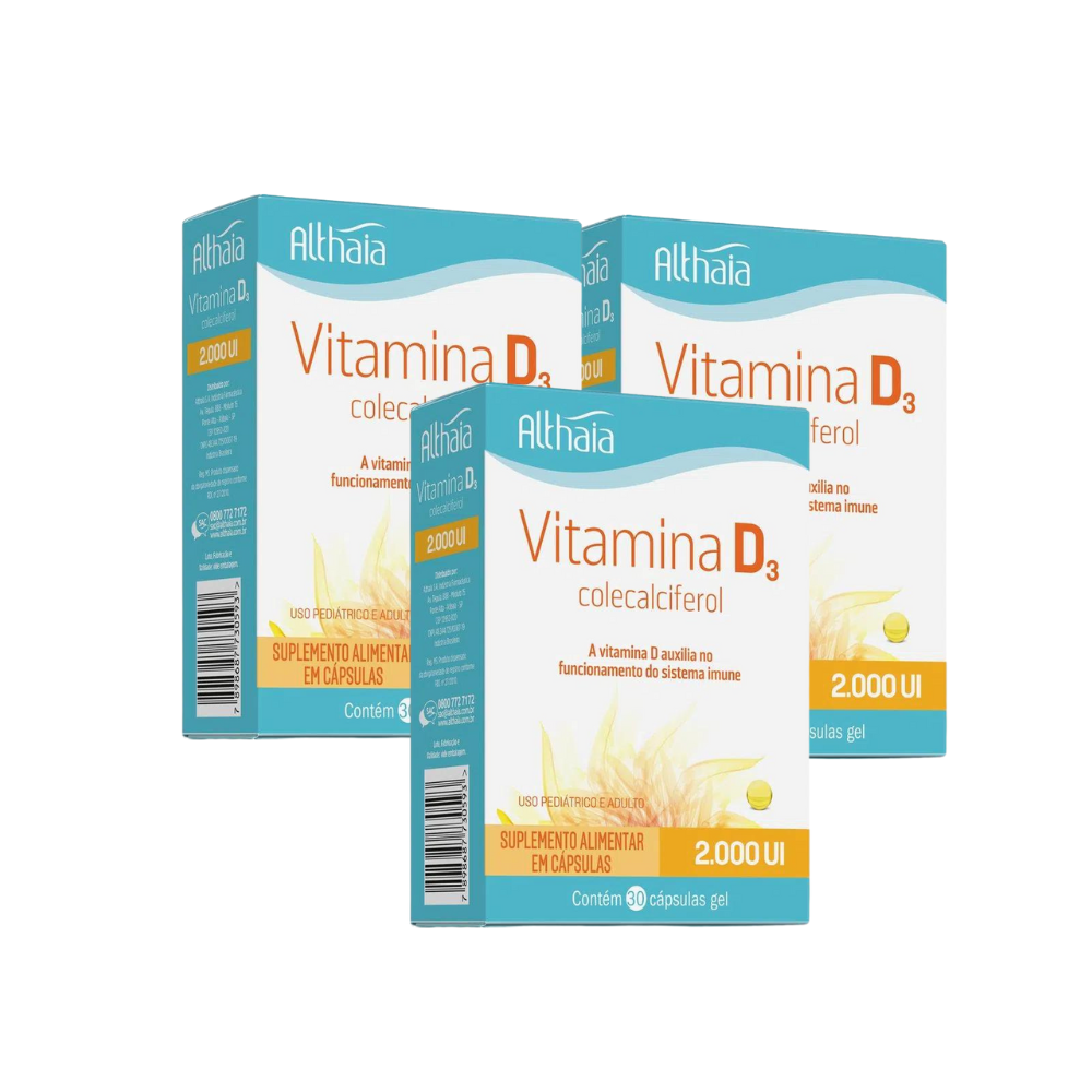Kit 3 Vitamina D3 Althaia 2.000ui 30 Cápsulas