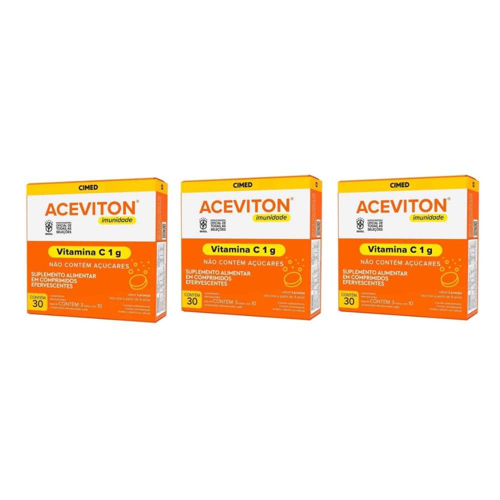 Vitamina C 1G Aceviton Zinco 30 Comprimidos Efervescentes - Imagem 3