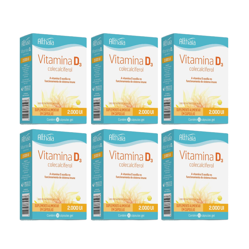 Kit 6 Vitamina D3 Althaia 2.000ui 30 Cápsulas